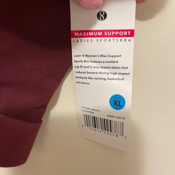 Layer 8 Mauroon Sports Bra XL - Picture 5 of 5